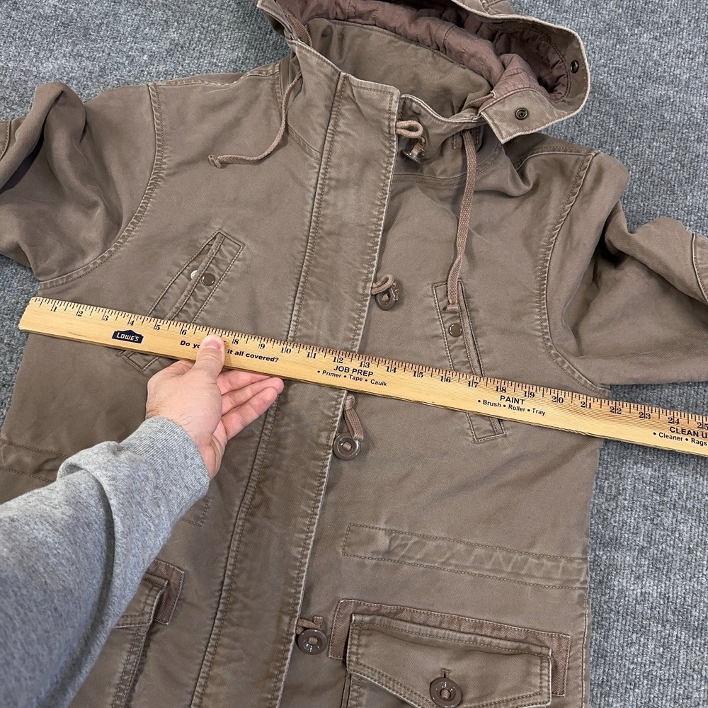 GAP Jacket Women M Brown Hooded Parka Coat Full Zip Toggle Button Military Chore - Picture 9 of 10